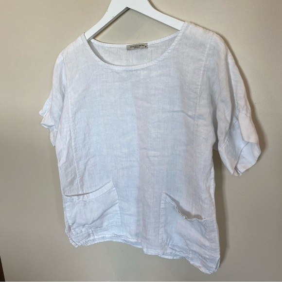 FRANCESCA BETTINI Womens Size Medium Shirt Blouse Top 100% Linen Minimalist - Picture 2 of 5